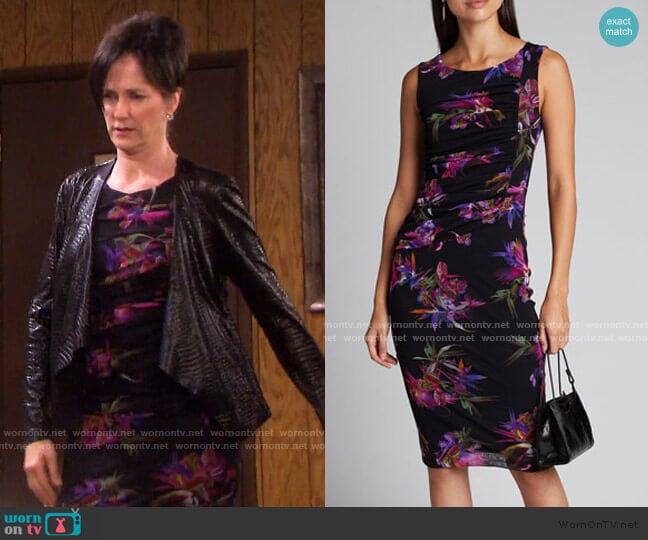 Fuzzi Floral Tulle Mesh Tank Dress worn by Eve Donovan (Kassie DePaiva) on Days of our Lives