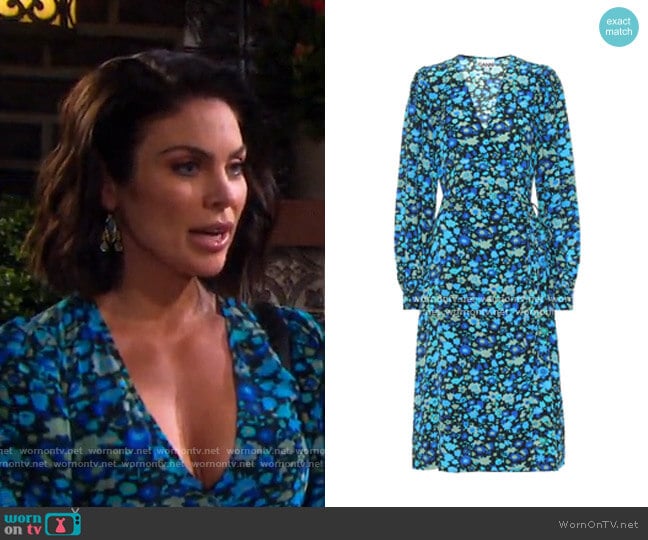 Ganni Floral Silk-Blend Midi Dress worn by Chloe Lane (Nadia Bjorlin) on Days of our Lives