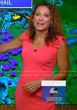 Ginger’s pink bow-shoulder sleeveless dress on Good Morning America