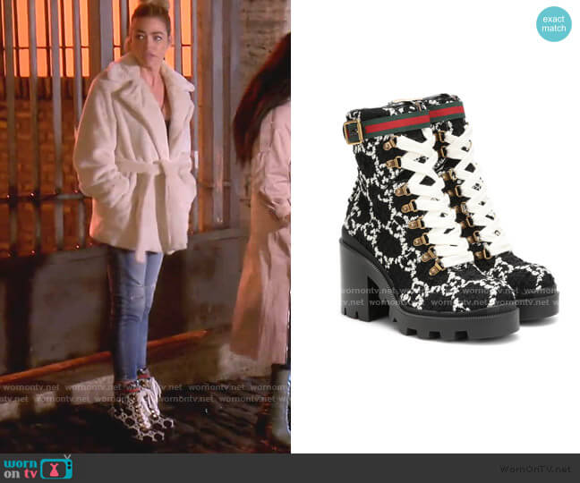 Gucci GG Tweed Ankle Boots worn by Denise Richards on The Real Housewives of Beverly Hills