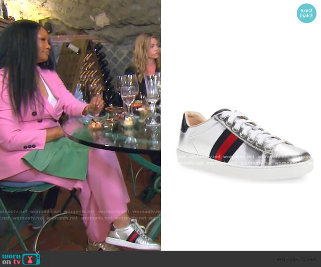 Gucci New Ace Metallic Low Top Sneaker worn by Garcelle Beauvais on The Real Housewives of Beverly Hills
