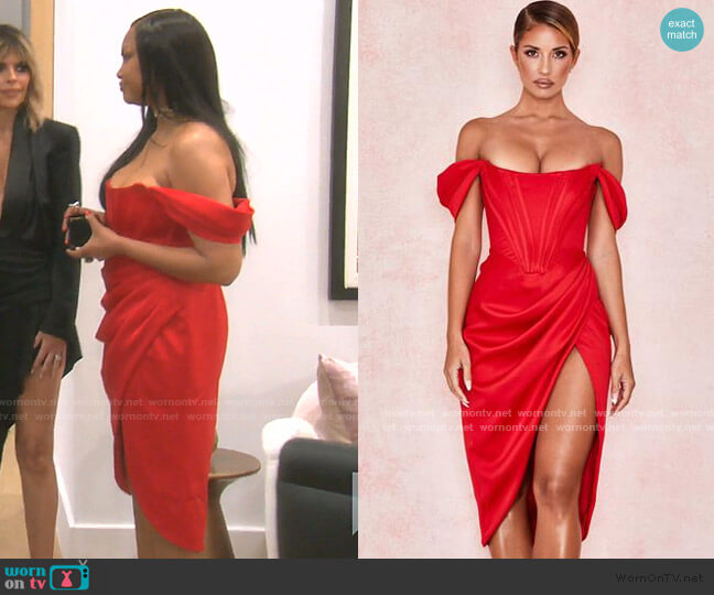 House of CB Loretta Dress worn by Garcelle Beauvais on The Real Housewives of Beverly Hills