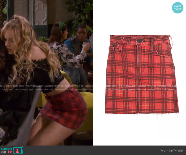 Hudson Jeans Viper Plaid Mini Skirt worn by Claire Brady (Olivia Keegan) on Days of our Lives