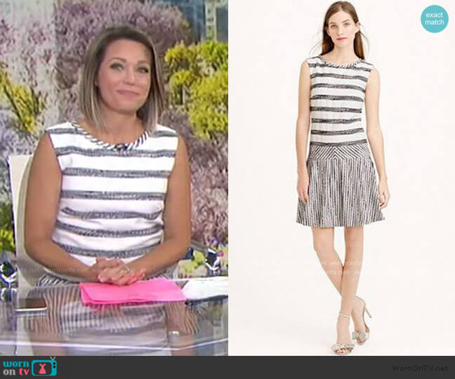 J. Crew Tweed-Striped Drop-Waist Dress worn by Dylan Dreyer on Today
