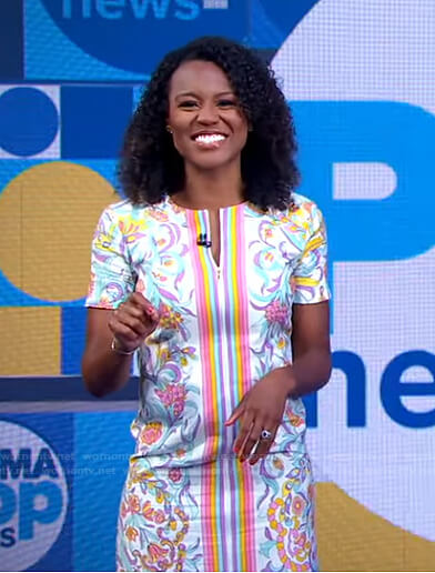 Janai’s white floral zip front dress on Good Morning America