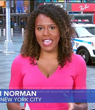 Janai’s pink ribbed waist dress on Good Morning America