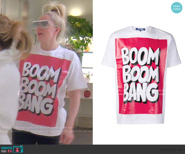 Junya Watanabe Boom Boom Bang T-Shirt worn by Erika Jayne on The Real Housewives of Beverly Hills