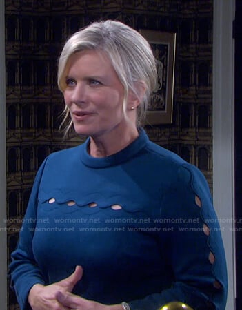 Kayla’s teal cutout detail dress on Days of our Lives