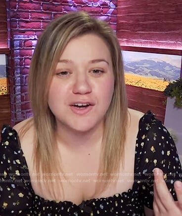 Kelly’s black floral top on The Kelly Clarkson Show