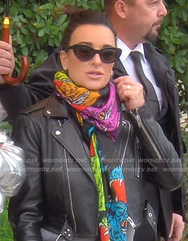 Kyle’s black cropped moto jacket on The Real Housewives of Beverly Hills