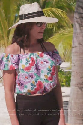 Luann’s floral off shoulder top on The Real Housewives of New York City