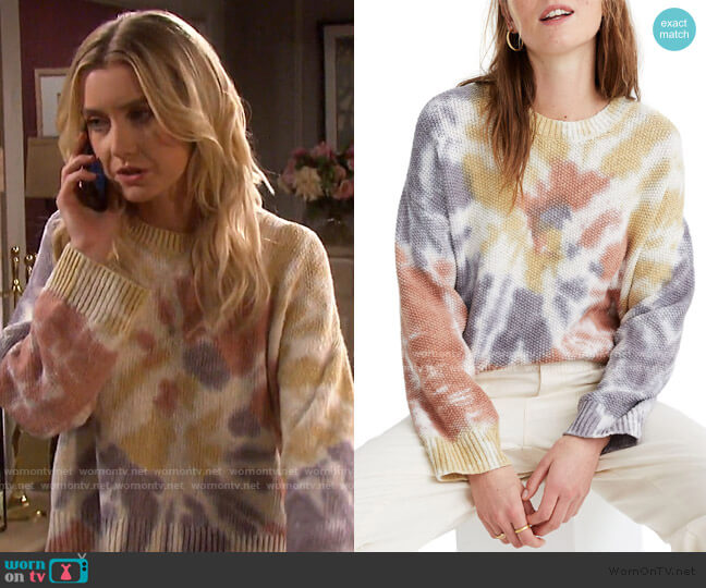 Madewell Tie Dye Westford Pullover Sweater worn by Claire Brady (Isabel Durant ) on Days of our Lives