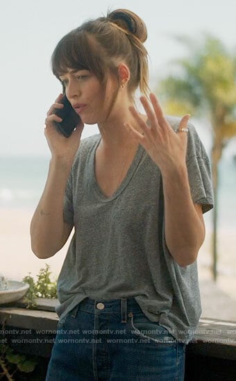 Maggie’s grey tee on The High Note
