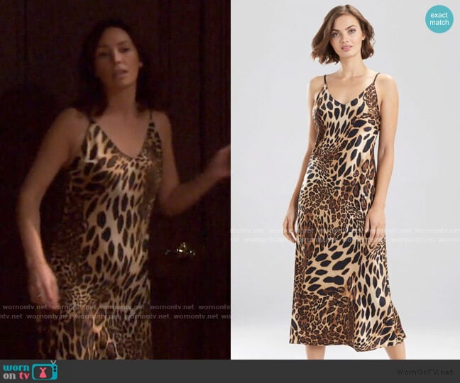 Natori Luxe Leopard Gown worn by Gwen Rizczech (Emily O'Brien) on Days of our Lives