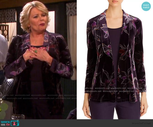 Nic and Zoe Floral-Print Velvet Jacket worn by Bonnie Lockhart (Judi Evans) on Days of our Lives