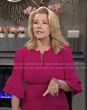 Nikki’s pink bell sleeve dress on The Young and the Restless