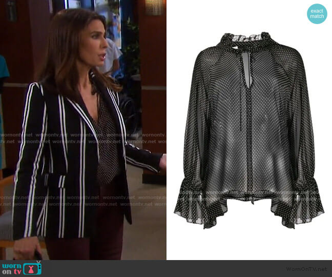 Nili Lotan Sheer Polka Dot Blouse worn by Hope Williams (Kristian Alfonso) on Days of our Lives