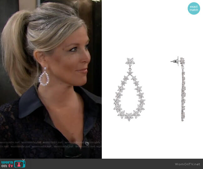 Nina Floral Open Teardrop Earrings worn by Carly Spencer (Laura Wright) on General Hospital