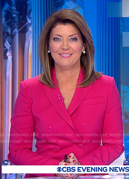 Norah’s pink blazer on CBS Evening News