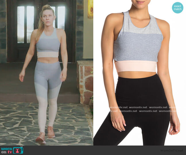 Outdoor Voices Tri-Tone Back Cutout Sports Bra worn by Leah McSweeney on The Real Housewives of New York City