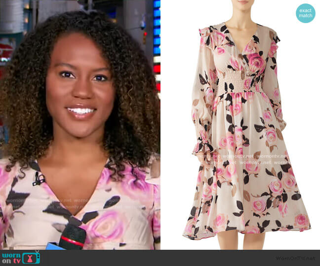 Pinko Blooms Smocked Dress worn by Janai Norman on Good Morning America