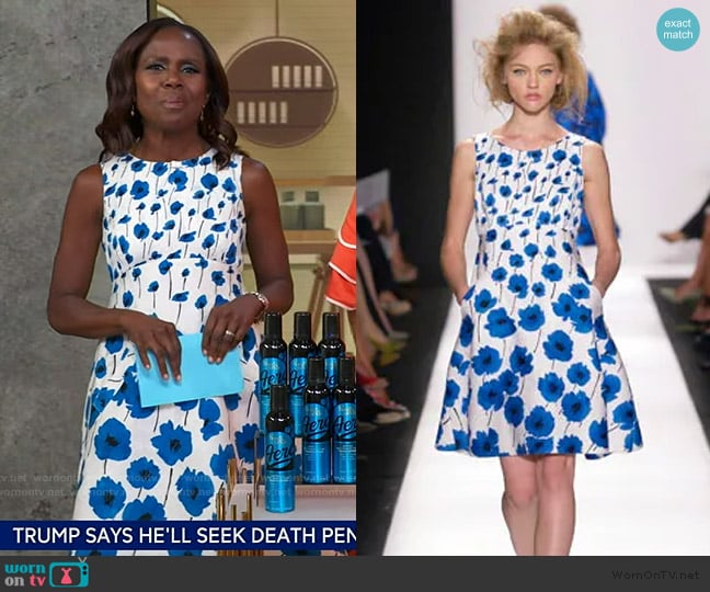 Oscar de la Renta Poppy Print Dress worn by Deborah Roberts on Good Morning America