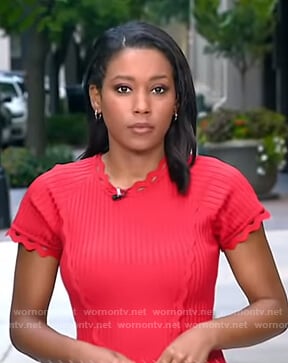Rachel Scott’s red ribbed dress on Good Morning America