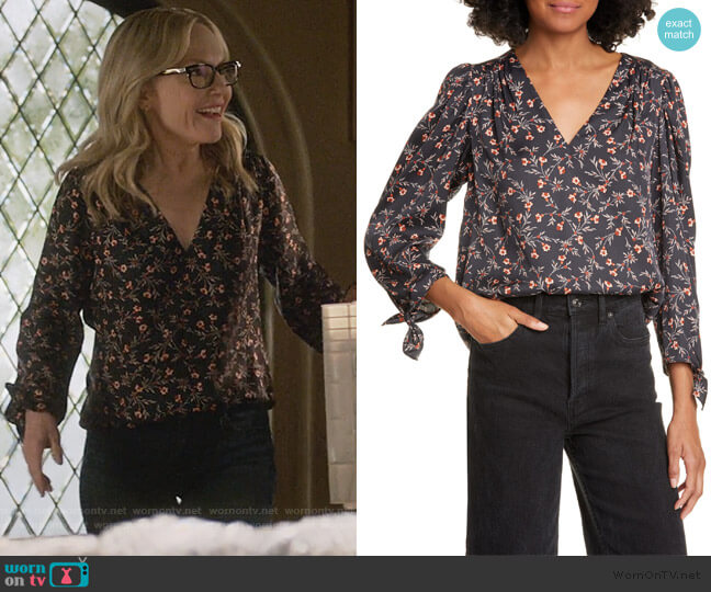 Rebecca Taylor Lia Floral Top worn by Linda Martin (Rachael Harris) on Lucifer