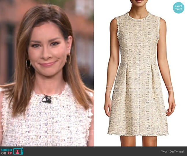 Rebecca Taylor Rainbow Tweed Sleeveless Dress worn by Rebecca Jarvis on Good Morning America