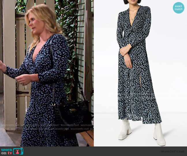 Rixo Anja Leopard Print Maxi Dress worn by Sami Brady (Alison Sweeney) on Days of our Lives