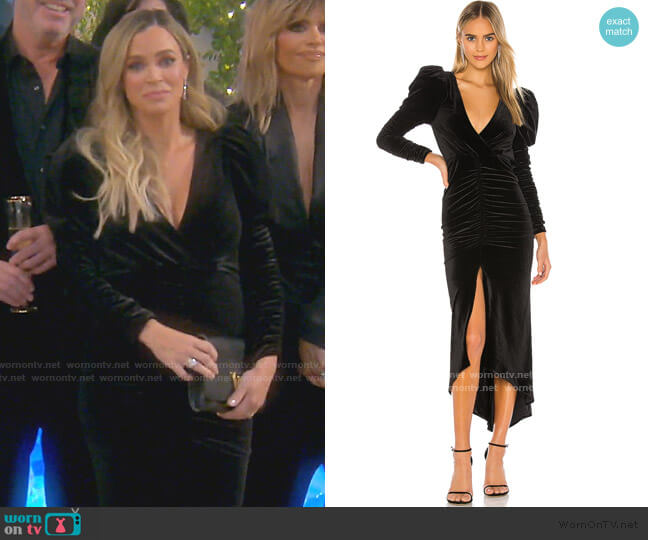 Ronny Kobo Alicia Velvet Dress worn by Teddi Mellencamp Arroyave on The Real Housewives of Beverly Hills