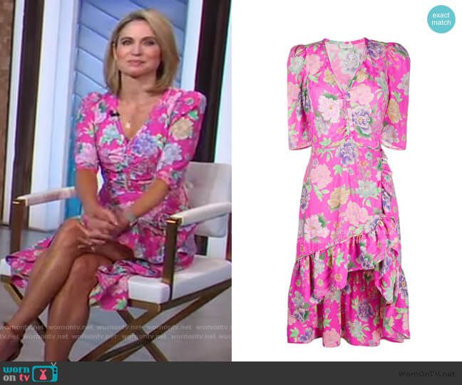 Sandro Leoni Floral Print Dress worn by Amy Robach on Good Morning America