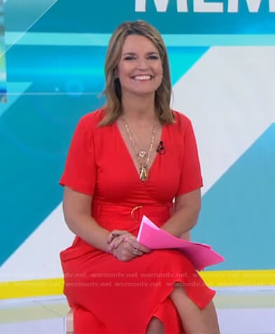 Savannah’s red belted midi dress on Today