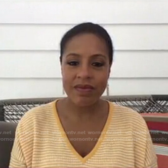 Sheinelle’s yellow striped v-neck top on Today