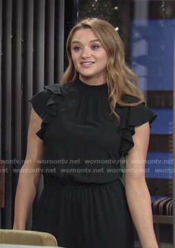 Summer’s black flutter sleeve jumpsuit on The Young and the Restless