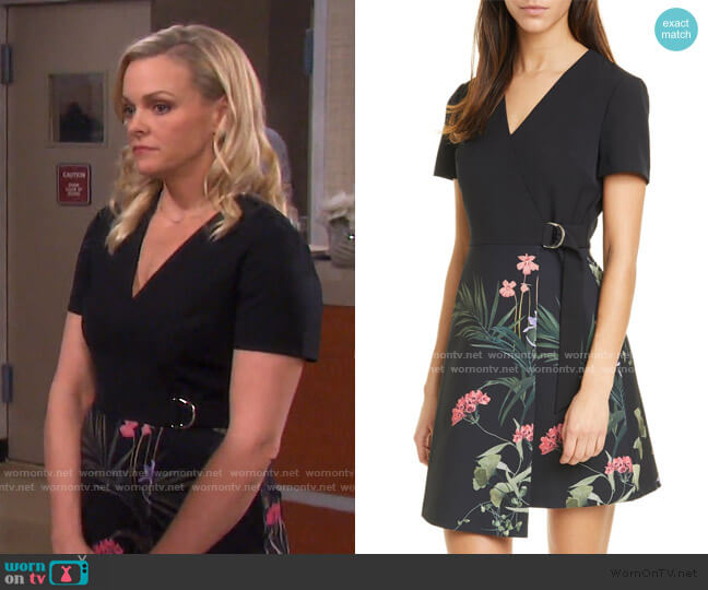 Ted Baker Mizalia Highland Faux Wrap Dress worn by Belle Brady (Martha Madison) on Days of our Lives