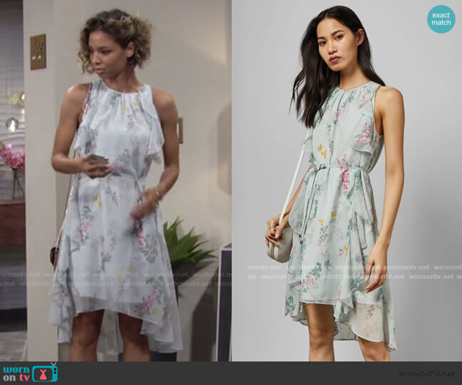 Ted Baker Pariz Sorbet Dip Hem Ruffle Dress worn by Elena Dawson (Brytni Sarpy) on The Young and the Restless