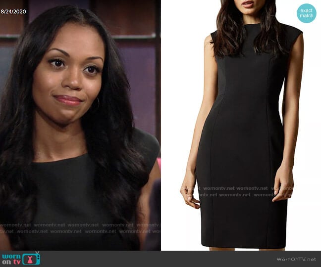 Ted Baker Pelagai Boatneck Sheath Dress worn by Amanda Sinclair (Mishael Morgan) on The Young and the Restless