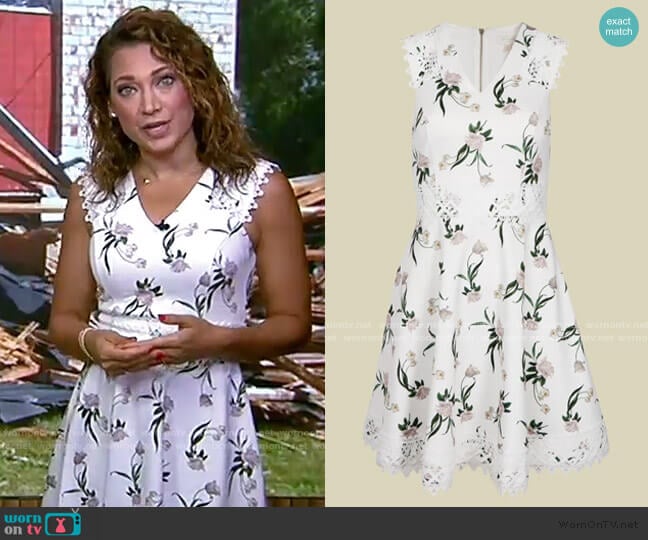 Ted Baker Nolla Elderflower V Neck Skater Dress worn by Ginger Zee on Good Morning America