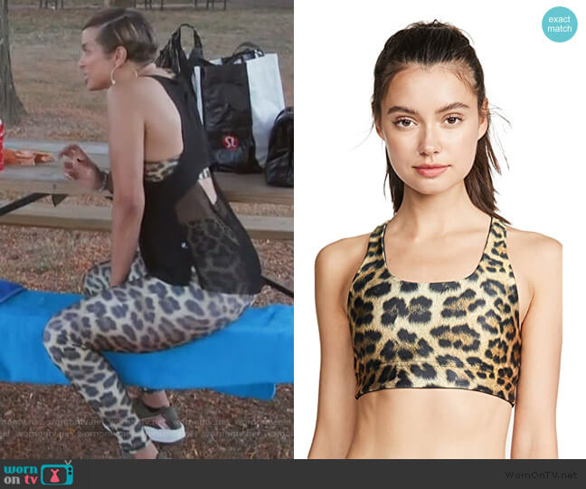 Terez Reversible Printed Bra in Leopard Goals worn by Robyn Dixon on The Real Housewives of Potomac