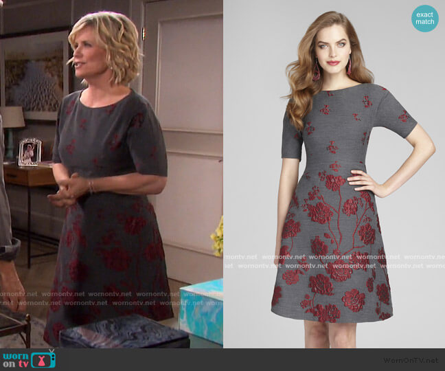 Teri Jon by Rickie Freeman Fit & Flare Dress with Floral Appliques worn by Kayla Brady (Mary Beth Evans) on Days of our Lives