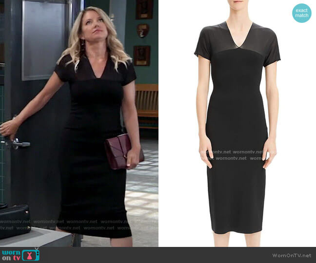 Theory Kimono Mesh Illusion Cocktail Dress worn by Nina Reeves (Cynthia Watros) on General Hospital