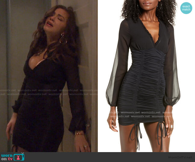 Tiger Mist Magnolia Ruched Long Sleeve Minidress worn by Ciara Brady (Victoria Konefal) on Days of our Lives
