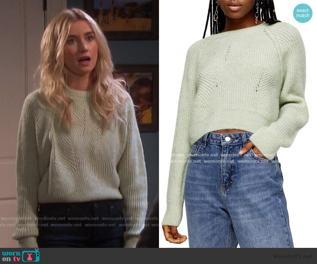 Topshop Swirl Crop Sweater worn by Claire Brady (Isabel Durant ) on Days of our Lives
