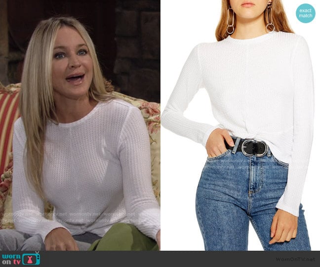 Topshop Twist Waffle Top worn by Sharon Newman (Sharon Case) on The Young and the Restless