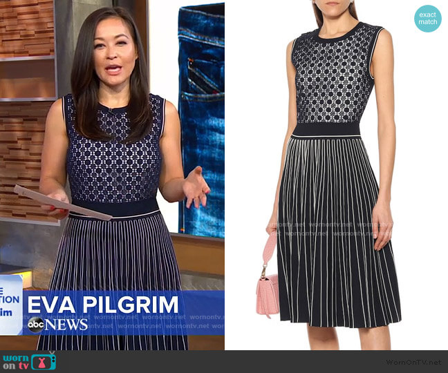 Tory Burch Cotton-blend Jacquard Midi Dress worn by Eva Pilgrim on Good Morning America