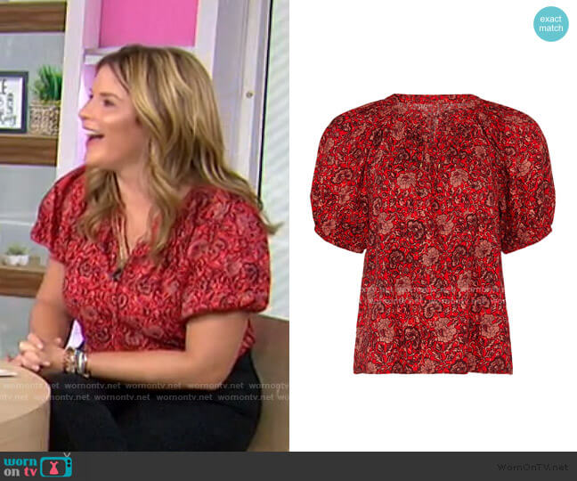 Ulla Johnson Evie Blouse worn by Jenna Bush Hager on Today
