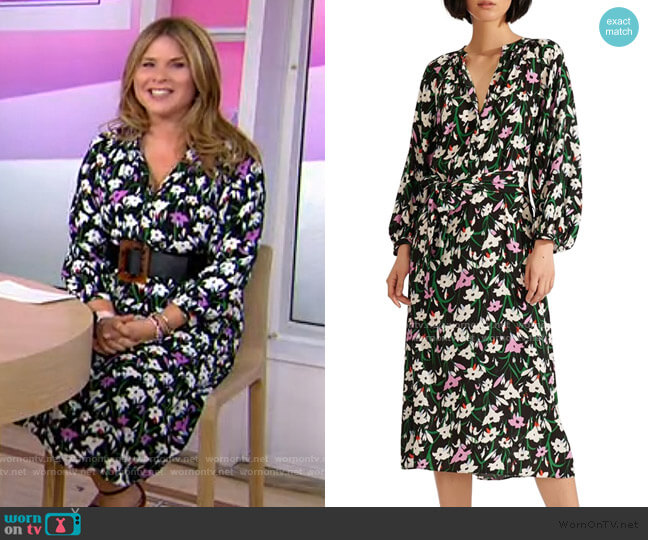 Veronica Beard Cecilia Floral Print Midi Dress worn by Jenna Bush Hager on Today