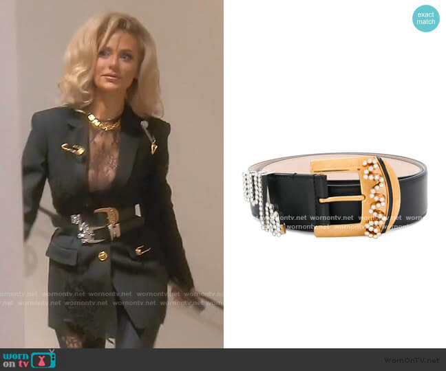 Versace Crystal-Embellished Buckle Belt worn by Dorit Kemsley on The Real Housewives of Beverly Hills