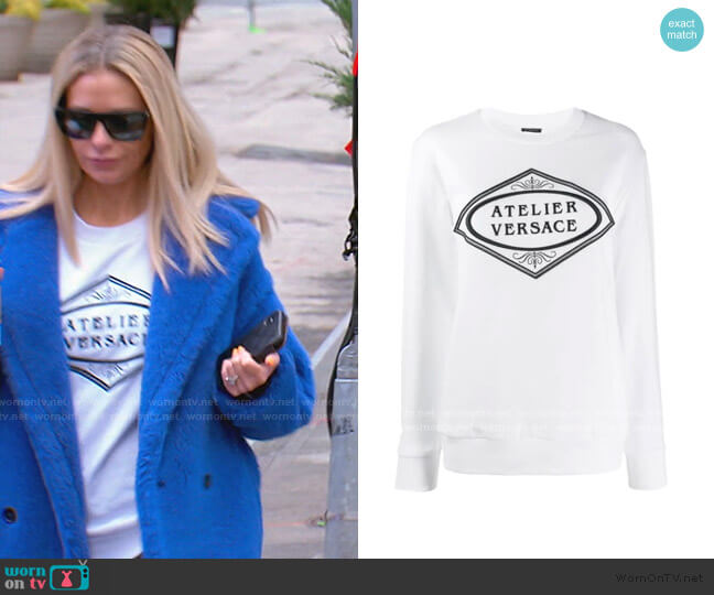 Versace Embroidered Logo Sweatshirt worn by Dorit Kemsley on The Real Housewives of Beverly Hills